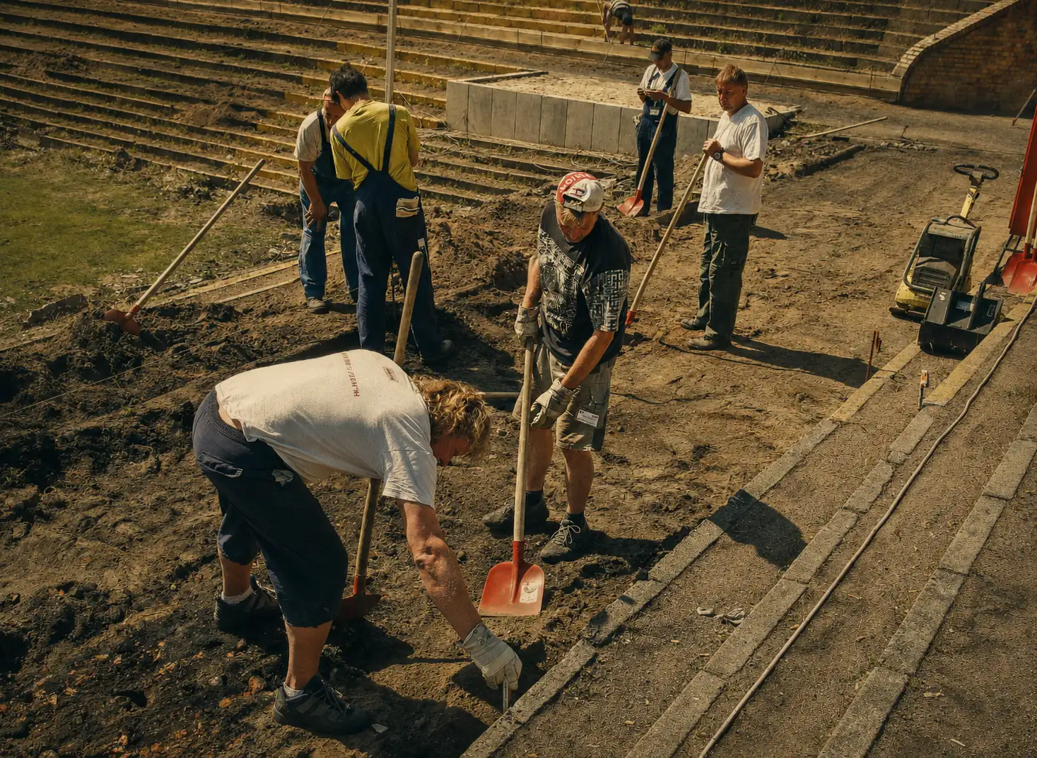 Union Berlin volunteers rebuilding the terraces of the Stadion An der Alten Försterei in 2008
